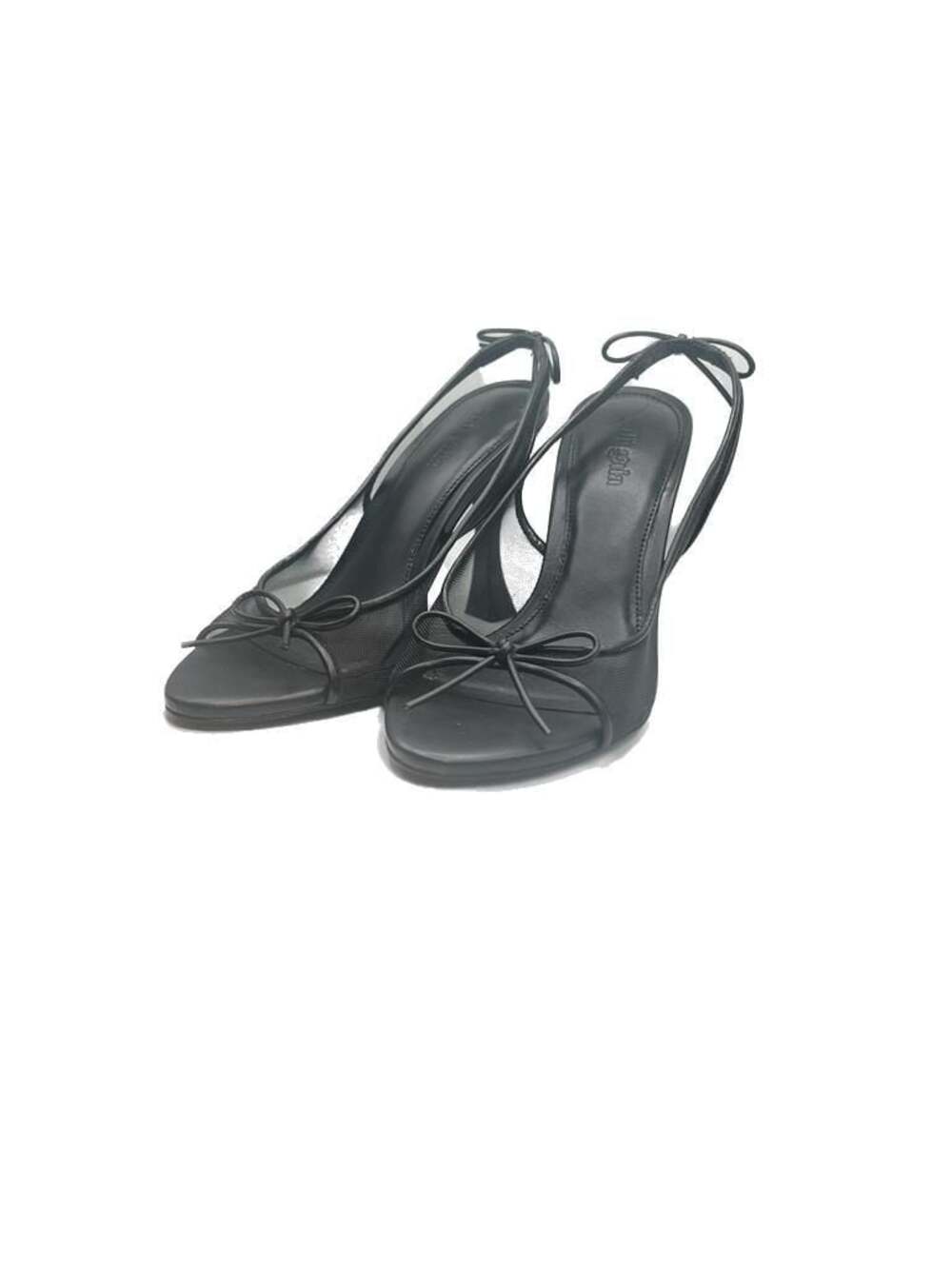 Cult Gaia Cici Black Mesh Slingback Bow Sandals